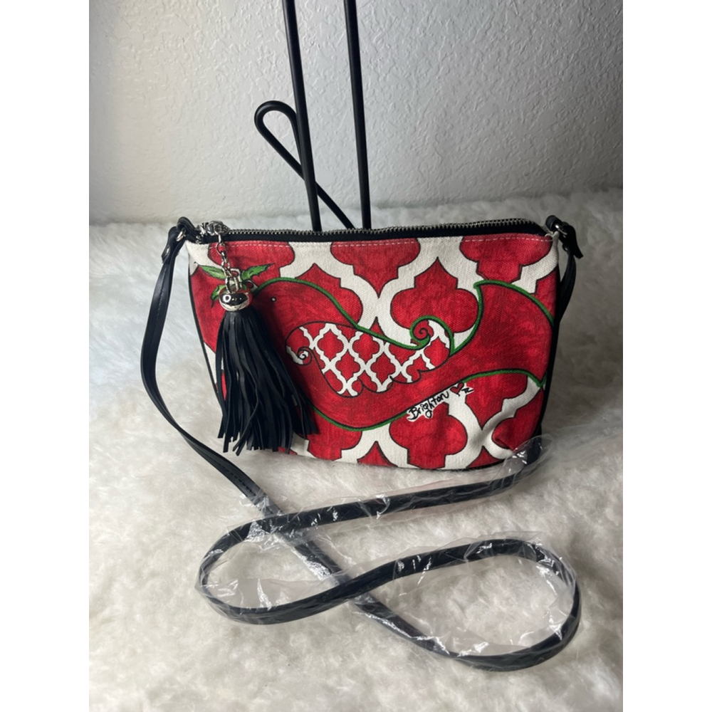 NWOT Brighton Love Dove Pouch Crossbody Bag Red and White Festive